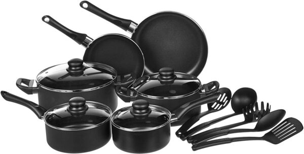 Amazon Basics Non-Stick Cookware Set, Pots, Pans and Utensils