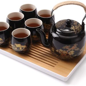 Modern Diamond Design Tea/Coffee Cup Set with Golden Trim